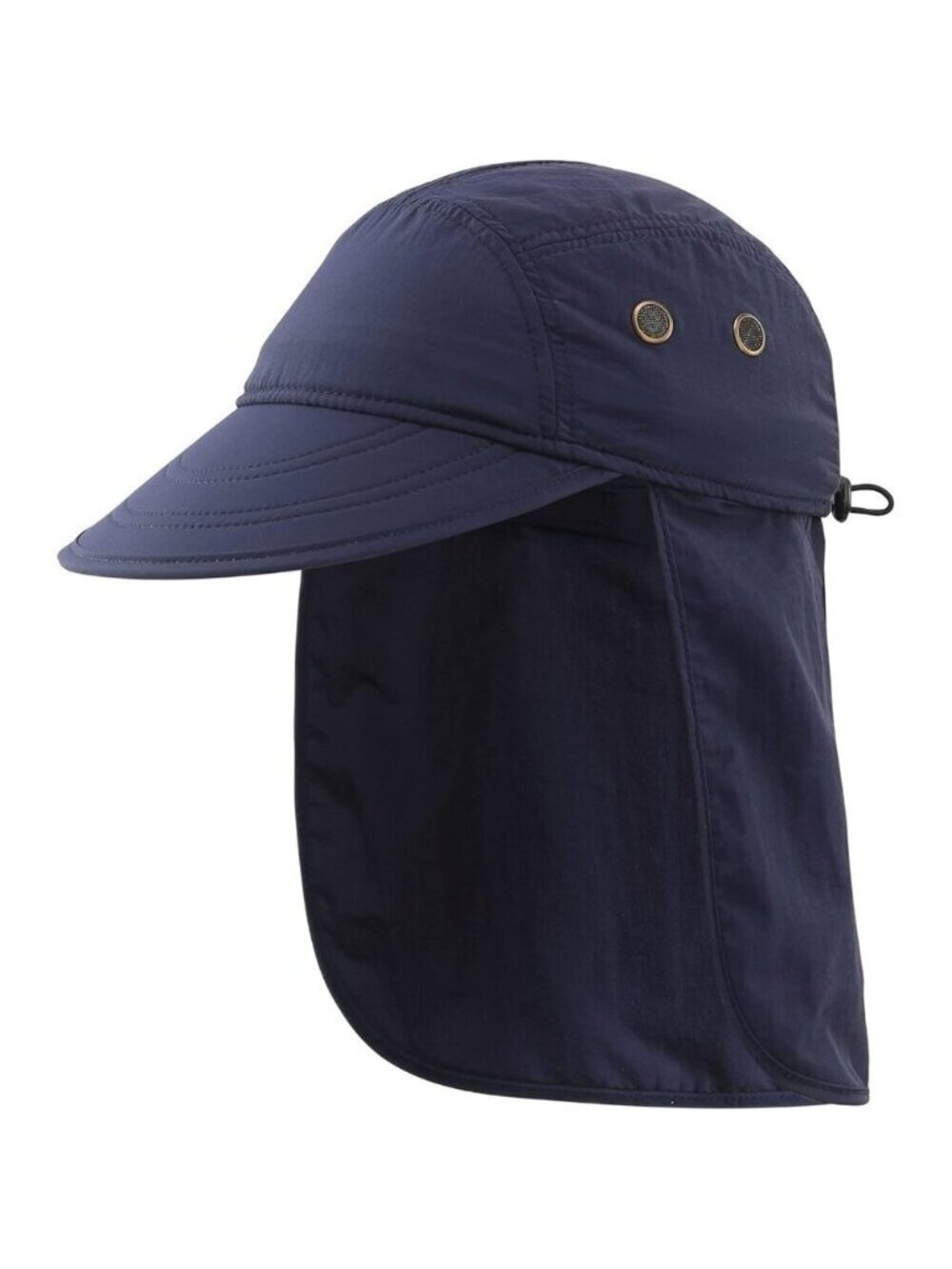 Men's Blue 100% Polyester Wide Brim Uv Protection With Neck Flap Fishing Sun Hat